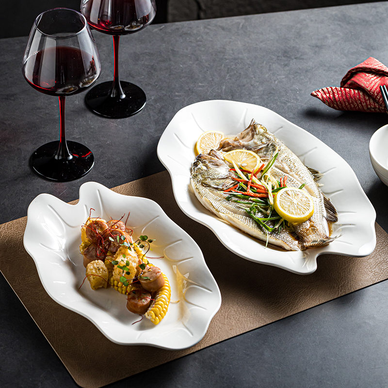 白瓷餐具造型好看釉下彩菜盘家用汤盘特色凉菜盘商用意境菜盘子