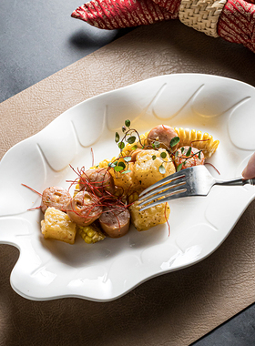 高级感异形菜盘商用餐厅酒店冷菜热菜陶瓷盘2024新款白色盘子