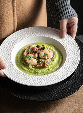 高级感餐厅会所草帽盘陶瓷白色酒店餐具新款沙拉盘家用釉下彩汤盘