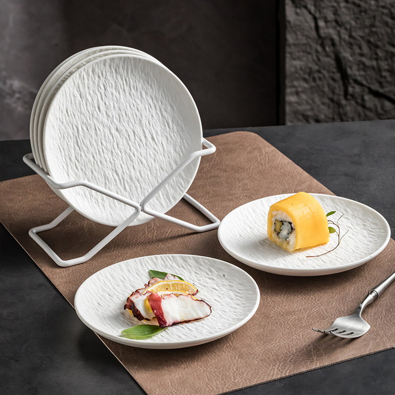 高颜值陶瓷吐骨碟收纳架套装家用吐骨头碟垃圾渣碟盘餐具平碟商用