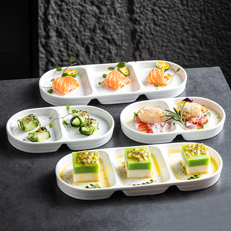 时尚展示盘餐厅摆台餐具陶瓷分格盘糕点盘寿司盘刺身盘高级感商用