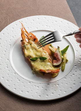 白色高级感餐厅后厨备菜盘子创意特色餐具盘碟西餐盘牛排盘海鲜盘