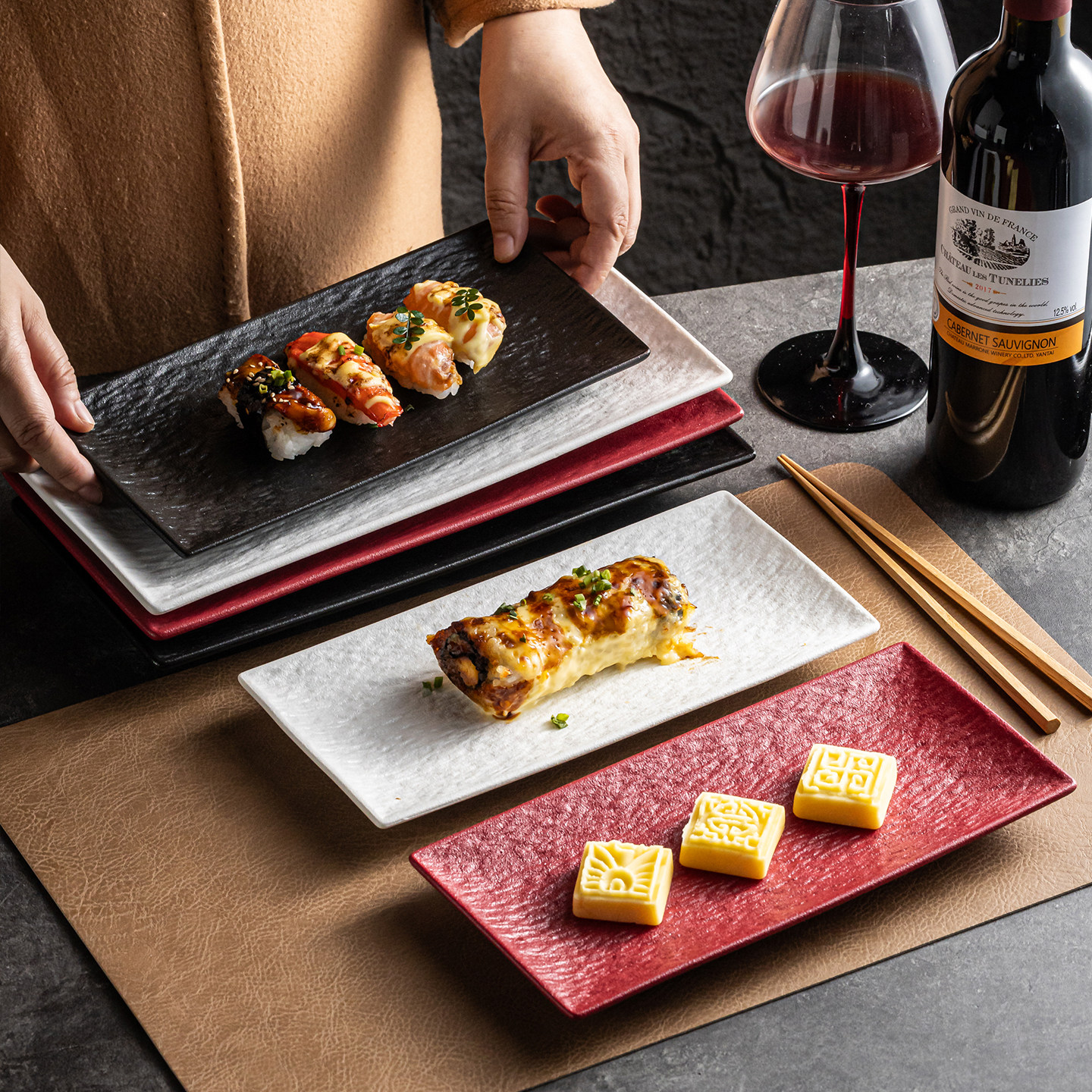 特色菜盘西餐厅寿司盘刺身盘高级感点心盘甜品盘蛋糕盘结婚订婚