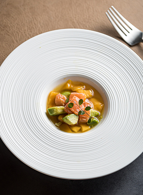 高级感纯白色草帽盘酒店餐具盘精致后厨备菜盘展示盘陶瓷菜盘商用