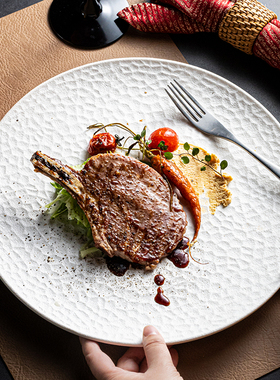 高级感盘子家用陶瓷白色西餐牛排盘大号轻奢餐具平盘菜盘商用碟盘