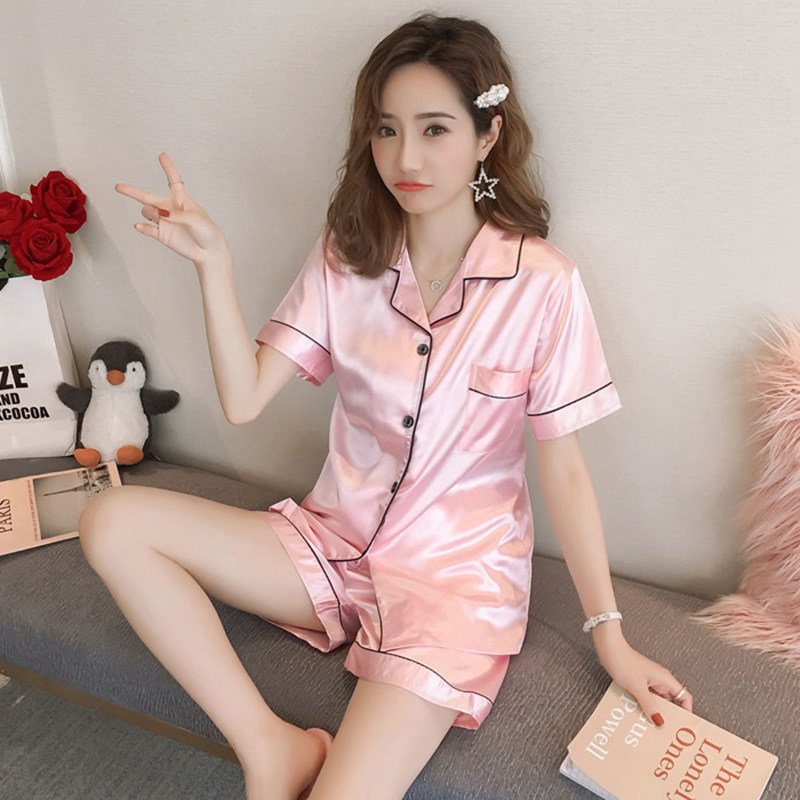 冰丝睡衣女夏季薄款短袖真丝绸大码胖mm200斤家居服性感两件套装