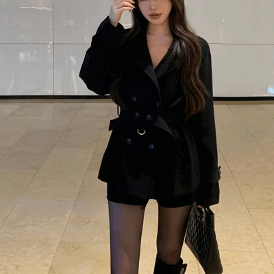 复古卡其色风衣外套女秋季新款英伦风收腰修身双排扣气质开衫上衣