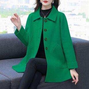 秋冬款女装双面羊绒外套胖mm加肥加大码洋气中长款羊毛呢大衣