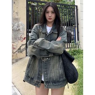 2026年秋冬季新款港风chic水洗牛仔外套棉服女加绒加厚宽松上衣女