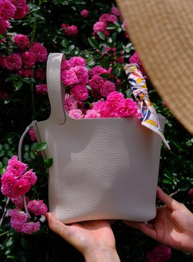 H家菜篮子18水桶包真皮牛皮TC皮荔枝纹手提女包半手工picotin包包
