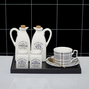 样板房间厨房软装摆件调味罐托盘组合橱柜摆设家居装饰品简约现代