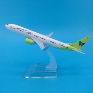 16cm韩国真航空波音B737合金材质飞机模型礼品摆件教学展示JinAir