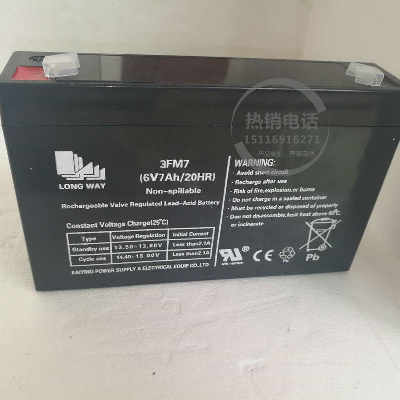 儿童电动汽车电瓶龙威牌 6v7ah 蓄电池包邮 LONG WAY 3FM7 正品