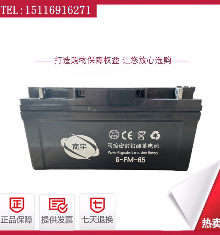 商宇蓄电池6-FM-65 /12V65AH直流屏消防通讯UPS太阳能基站电源