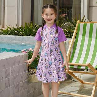 儿童泳衣女童泳装连体中大童温泉泳裤洋气冲浪游小公主女孩