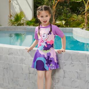女童泳装连体泳小中大儿童短袖速干温泉泳裤洋气冲浪游泳衣独角兽