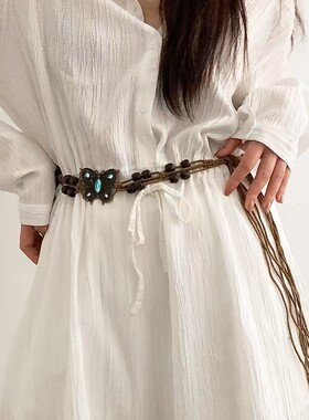 波西米亚风编织腰带女款复古裙子