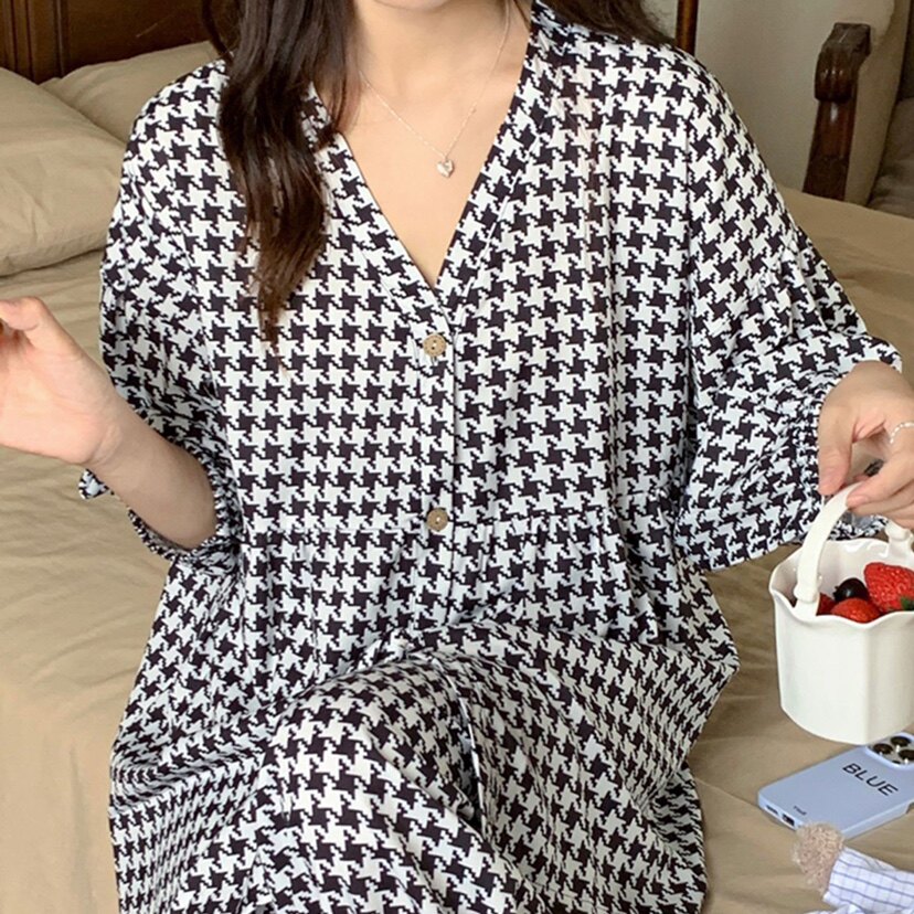 夏季棉绸睡衣套装女绵绸大码人造棉两件套睡裤家居服套装可外穿
