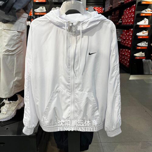 Nike耐克女子运动休闲宽松防晒轻薄皮肤衣连帽夹克外套FV6299-100