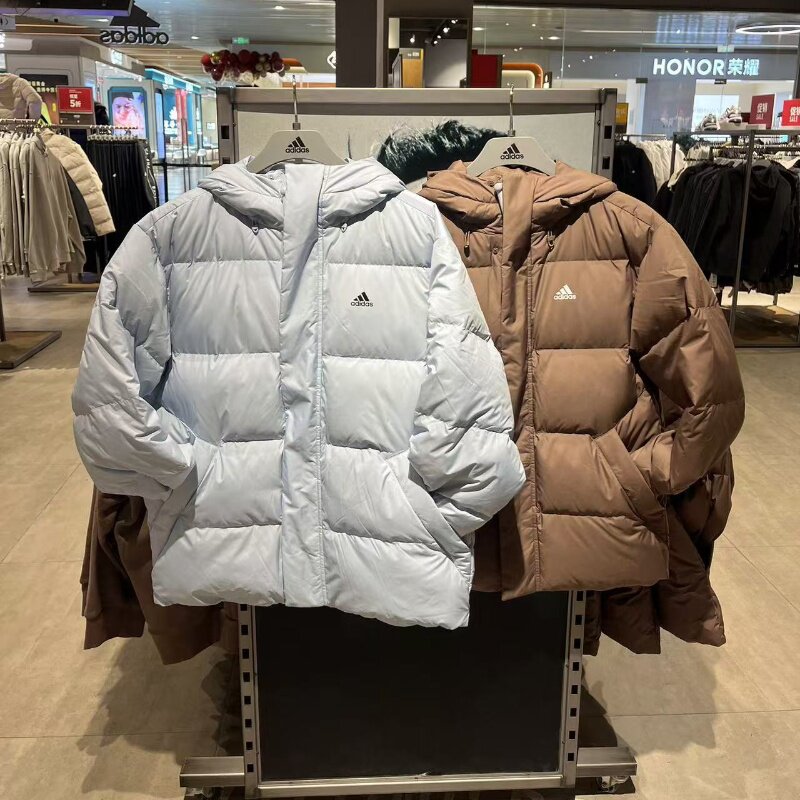 Adidas阿迪达斯男女同款冬季防风保暖连帽羽绒服 JM9127 JM9128