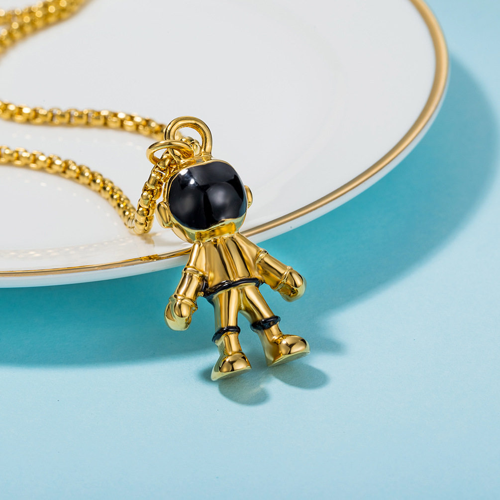 潮男航天员太空人项链钛钢吊坠情侣航空梦穿搭配饰嘻哈饰品礼物