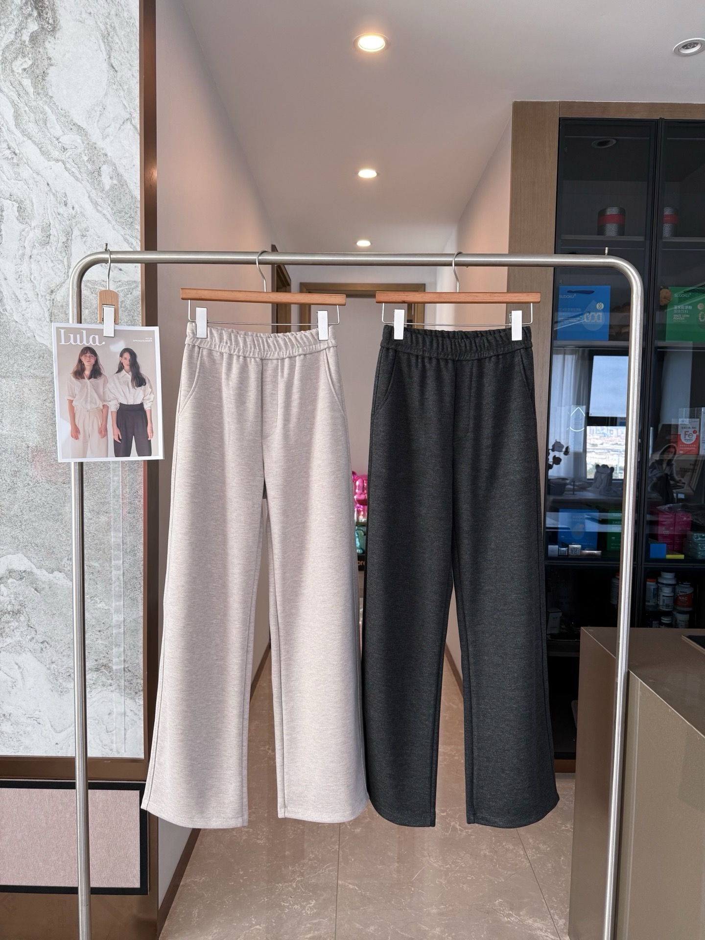 112106醋酸羊毛阔腿裤女25新款秋冬毛呢高个子加长加绒直筒糯米裤