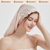 highholly真丝睡帽长款 22姆米桑蚕丝护发帽月子帽防产后掉发脱发