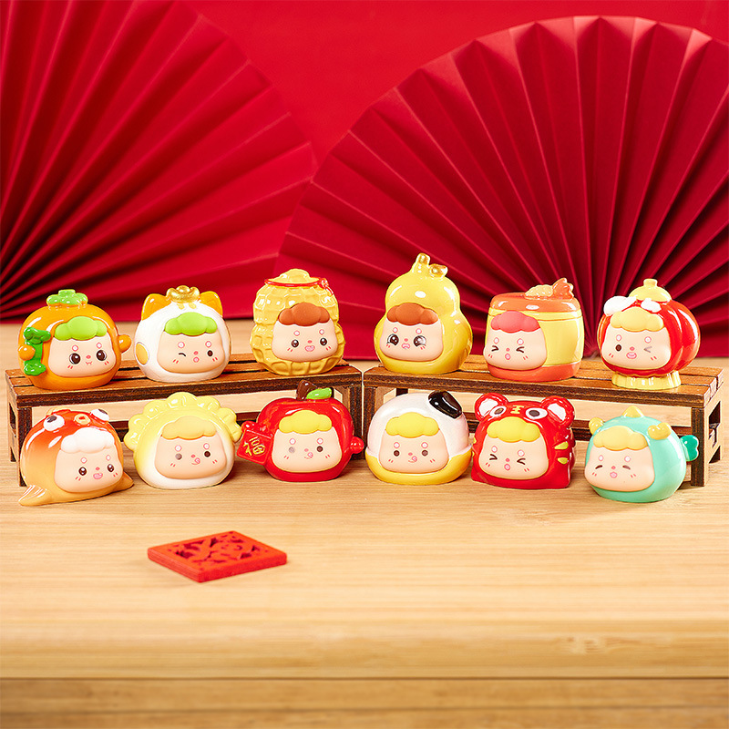 春节礼品开运祈福萌粒盲盒创意夜光树脂工艺品手办公仔送朋友礼物