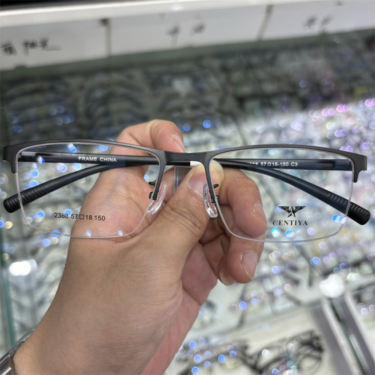 肯地雅·CENTIYA金属加板材半框眼镜架塑料镜腿2388 57口18 150