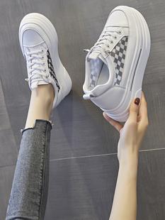 夏季女鞋透气轻薄款小个子内增高小白鞋女8cm厚底34码休闲网鞋子