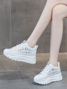 真皮运动鞋女小众设计感2026新款夏天厚底内增高女鞋夏季薄款透气