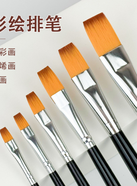 美甲水彩颜料彩绘立体画花笔大排笔套装6支装排笔貂毛3D画花笔