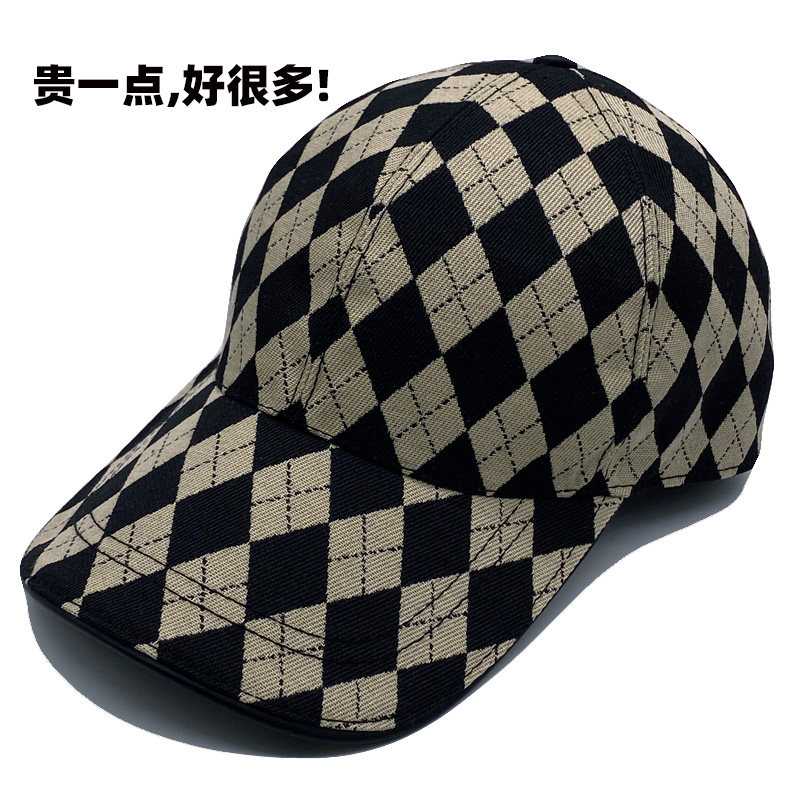 高品质帽子男士大头围棒球帽秋冬新款防晒格子百搭女士遮阳鸭舌帽