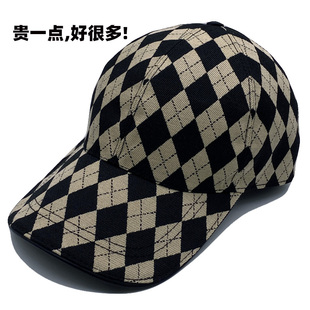 高品质帽子男士大头围棒球帽秋冬新款防晒格子百搭女士遮阳鸭舌帽