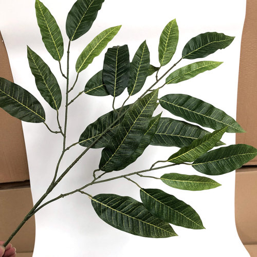仿真树叶荔枝叶芒果叶园林装饰假树叶工程插花布景树枝丝印布叶子