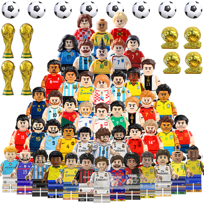 兼容国产积木人仔世界杯足球运动C罗梅西贝利儿童玩具TV6501/6502