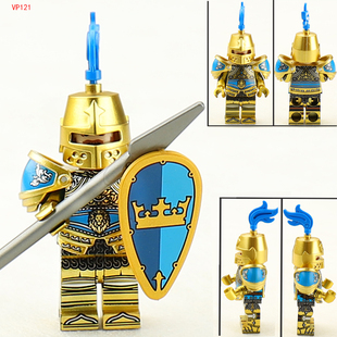 适用乐高积木人仔中古城堡金色皇冠狮子海盗黑骑士拼装玩具VP121