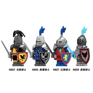 兼容国产积木人仔中古城堡乌鸦黑鹰红狮骑士第三方拼装 玩具N805