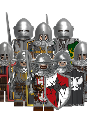 适用乐高积木人仔中古骑士圣堂武士城堡守卫黑鹰骑兵战士拼装玩具