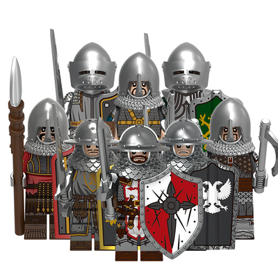 适用乐高积木人仔中古骑士圣堂武士城堡守卫黑鹰骑兵战士拼装玩具