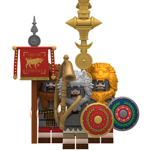 适用乐高中古骑士积木人仔中世纪军团鹰旗手号手拼装玩具N826-828