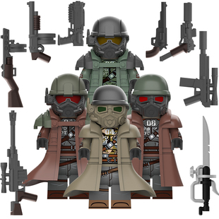 适用乐高辐射积木人仔黑甲沙漠精英镇爆游骑兵重装动力甲拼装玩具