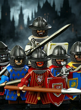 适配乐高积木人仔中世纪金狮蝙蝠黑鹰骑士第三方拼装玩具ST3831