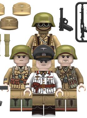 适用乐高积木人仔北非军团军事战争男孩第三方拼装玩具N617-N620