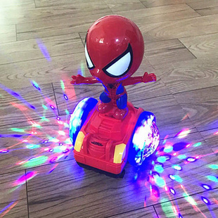 4岁男童小孩子玩具 车旋转玩具唱歌网红灯光儿童蜘蛛侠平衡抖音1