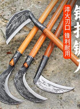 手工锻打农用镰刀户外割草刀家用砍柴砍树枝老式苗家刀开路小镰刀