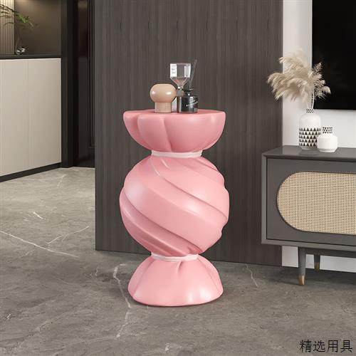 奶油风粉色客厅装饰落地茶几摆件电视柜沙发边几床头新家乔迁礼物