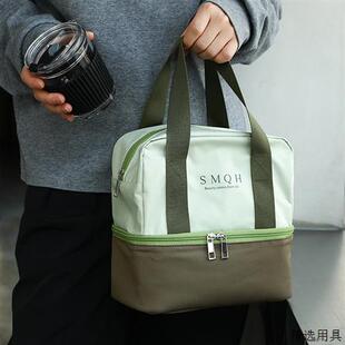 两层饭盒袋手提保温饭盒包上下分层上班族通勤双层带饭便当袋子男