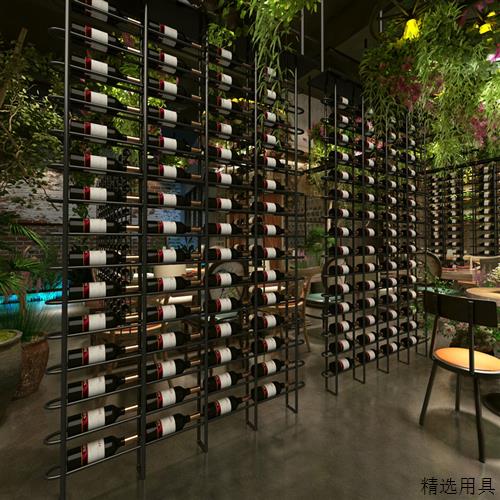 落地红酒架餐厅工业风靠墙葡萄酒展示架隔断酒吧卡座铁艺酒柜屏风