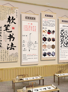 软笔书法教室装饰挂画壁画毛笔人物环创布置海报培训班文化墙贴纸